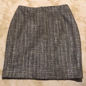 St. John Pewter Multi-Metallic Tweed Pencil Skirt, Size 6